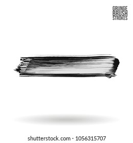 Grey  brush stroke and texture. Grunge vector abstract hand - painted element. Underline and border design.