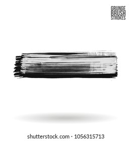 Grey  brush stroke and texture. Grunge vector abstract hand - painted element. Underline and border design.