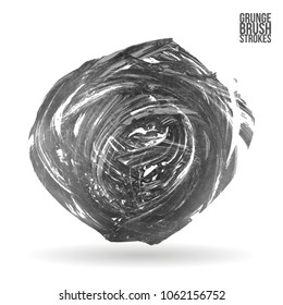 Grey  brush stroke and texture. Grunge vector abstract hand - painted element. Underline and border design.