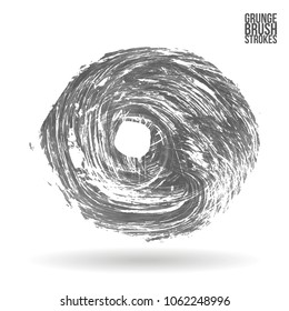 Grey  brush stroke and texture. Grunge vector abstract hand - painted element. Underline and border design.
