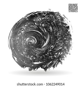 Grey  brush stroke and texture. Grunge vector abstract hand - painted element. Underline and border design.