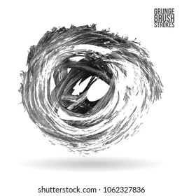 Grey  brush stroke and texture. Grunge vector abstract hand - painted element. Underline and border design.