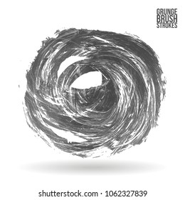 Grey  brush stroke and texture. Grunge vector abstract hand - painted element. Underline and border design.