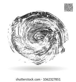 Grey  brush stroke and texture. Grunge vector abstract hand - painted element. Underline and border design.