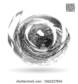 Grey  brush stroke and texture. Grunge vector abstract hand - painted element. Underline and border design.