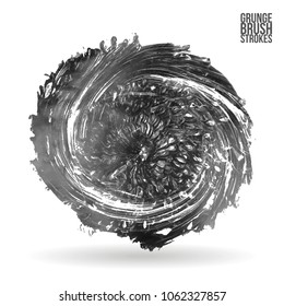 Grey  brush stroke and texture. Grunge vector abstract hand - painted element. Underline and border design.