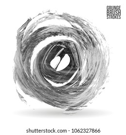 Grey  brush stroke and texture. Grunge vector abstract hand - painted element. Underline and border design.