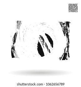 Grey brush stroke and texture. Grunge vector abstract hand - painted element. Underline and border design.
