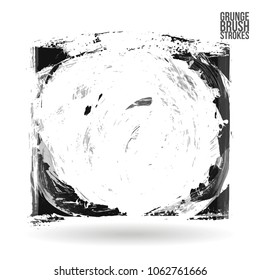 Grey brush stroke and texture. Grunge vector abstract hand - painted element. Underline and border design.