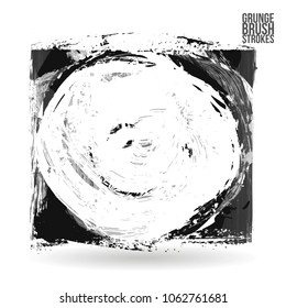 Grey brush stroke and texture. Grunge vector abstract hand - painted element. Underline and border design.