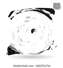 Grey brush stroke and texture. Grunge vector abstract hand - painted element. Underline and border design.