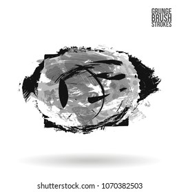 Grey  brush stroke and texture. Grunge vector abstract hand - painted element. Underline and border design.