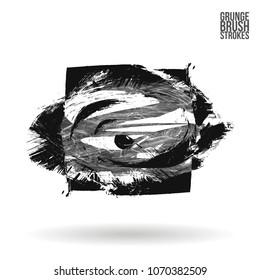 Grey  brush stroke and texture. Grunge vector abstract hand - painted element. Underline and border design.