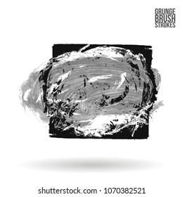 Grey  brush stroke and texture. Grunge vector abstract hand - painted element. Underline and border design.