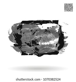 Grey  brush stroke and texture. Grunge vector abstract hand - painted element. Underline and border design.