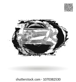 Grey  brush stroke and texture. Grunge vector abstract hand - painted element. Underline and border design.