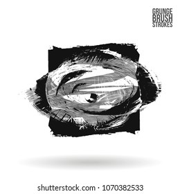 Grey  brush stroke and texture. Grunge vector abstract hand - painted element. Underline and border design.