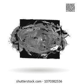 Grey  brush stroke and texture. Grunge vector abstract hand - painted element. Underline and border design.