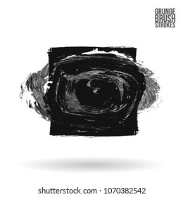 Grey  brush stroke and texture. Grunge vector abstract hand - painted element. Underline and border design.