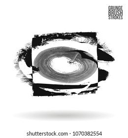 Grey  brush stroke and texture. Grunge vector abstract hand - painted element. Underline and border design.