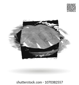Grey  brush stroke and texture. Grunge vector abstract hand - painted element. Underline and border design.