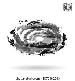 Grey  brush stroke and texture. Grunge vector abstract hand - painted element. Underline and border design.