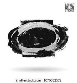 Grey  brush stroke and texture. Grunge vector abstract hand - painted element. Underline and border design.