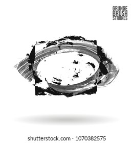 Grey  brush stroke and texture. Grunge vector abstract hand - painted element. Underline and border design.