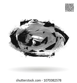 Grey  brush stroke and texture. Grunge vector abstract hand - painted element. Underline and border design.
