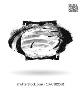 Grey  brush stroke and texture. Grunge vector abstract hand - painted element. Underline and border design.