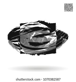 Grey  brush stroke and texture. Grunge vector abstract hand - painted element. Underline and border design.