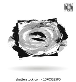 Grey  brush stroke and texture. Grunge vector abstract hand - painted element. Underline and border design.