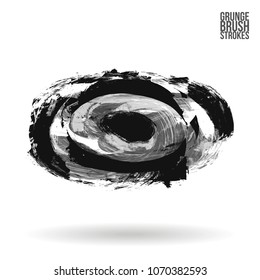 Grey  brush stroke and texture. Grunge vector abstract hand - painted element. Underline and border design.