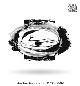 Grey  brush stroke and texture. Grunge vector abstract hand - painted element. Underline and border design.