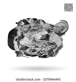 Grey  brush stroke and texture. Grunge vector abstract hand - painted element. Underline and border design.