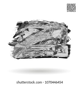 Grey  brush stroke and texture. Grunge vector abstract hand - painted element. Underline and border design.