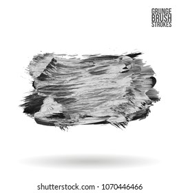 Grey  brush stroke and texture. Grunge vector abstract hand - painted element. Underline and border design.