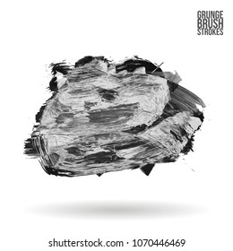 Grey  brush stroke and texture. Grunge vector abstract hand - painted element. Underline and border design.