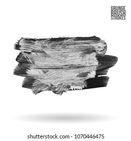 Grey  brush stroke and texture. Grunge vector abstract hand - painted element. Underline and border design.
