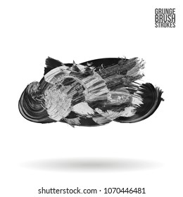 Grey  brush stroke and texture. Grunge vector abstract hand - painted element. Underline and border design.
