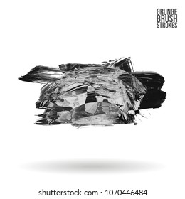 Grey  brush stroke and texture. Grunge vector abstract hand - painted element. Underline and border design.