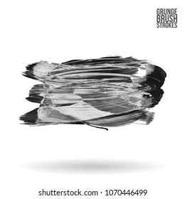 Grey  brush stroke and texture. Grunge vector abstract hand - painted element. Underline and border design.