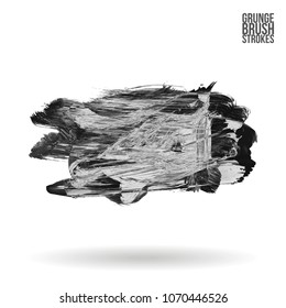 Grey  brush stroke and texture. Grunge vector abstract hand - painted element. Underline and border design.