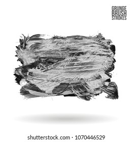 Grey  brush stroke and texture. Grunge vector abstract hand - painted element. Underline and border design.