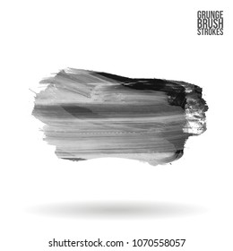 Grey  brush stroke and texture. Grunge vector abstract hand - painted element. Underline and border design.