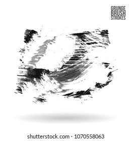Grey  brush stroke and texture. Grunge vector abstract hand - painted element. Underline and border design.