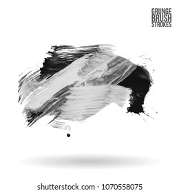 Grey  brush stroke and texture. Grunge vector abstract hand - painted element. Underline and border design.