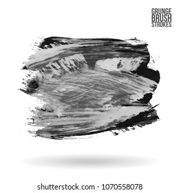 Grey  brush stroke and texture. Grunge vector abstract hand - painted element. Underline and border design.