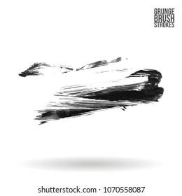 Grey  brush stroke and texture. Grunge vector abstract hand - painted element. Underline and border design.
