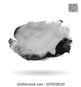 Grey  brush stroke and texture. Grunge vector abstract hand - painted element. Underline and border design.